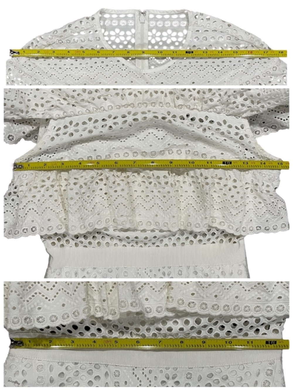 SELF PORTRAIT Off White Lace Cotton Mini Dress Small - Picture 12 of 13